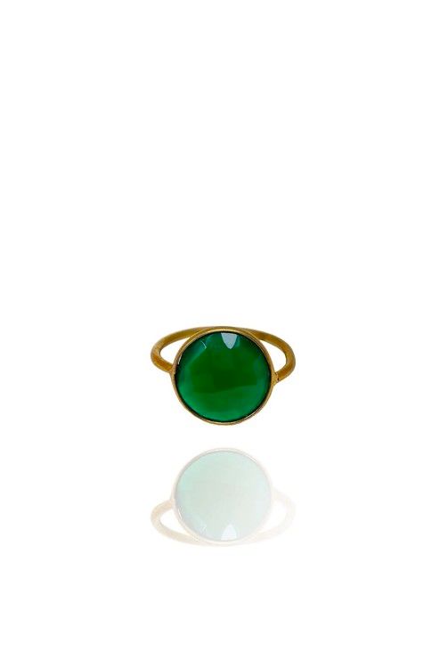 GRÖN ONYX BEZEL RING I MÄSSING