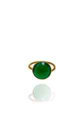 GRÖN ONYX BEZEL RING I MÄSSING