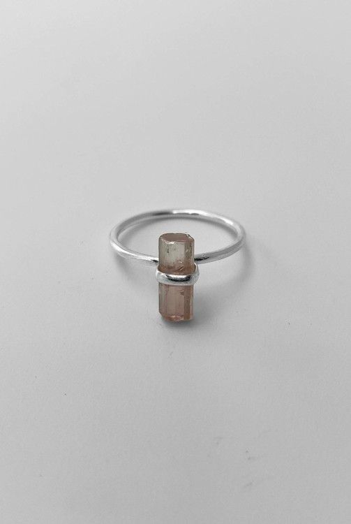 RÅ ROSA TURMALIN RING I 925 SILVER