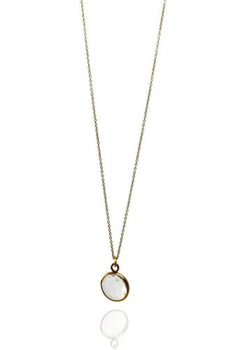 BERGSKRISTALL STONE PENDANT HALSBAND PÅ TUNN KEDJA I MÄSSING