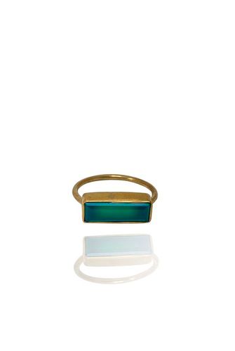 COLETTE RING GRÖN ONYX MÄSSING