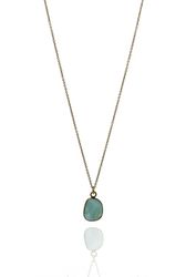 AKVAMARIN STONE PENDANT HALSBAND PÅ TUNN KEDJA I MÄSSING