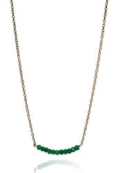 GRÖN ONYX PÅ STRÅ HALSBAND I MÄSSING