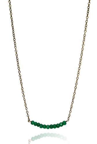 GRÖN ONYX PÅ STRÅ HALSBAND I MÄSSING