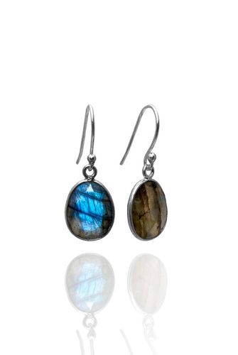 STONE PENDANT ÖRHÄNGEN MED LABRADORIT I 925 SILVER