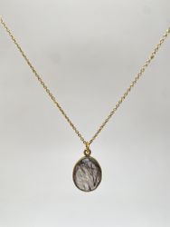 SVART RUTIL STONE PENDANT HALSBAND PÅ TUNN KEDJA