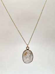 GULD RUTIL STONE PENDANT HALSBAND PÅ TUNN KEDJA