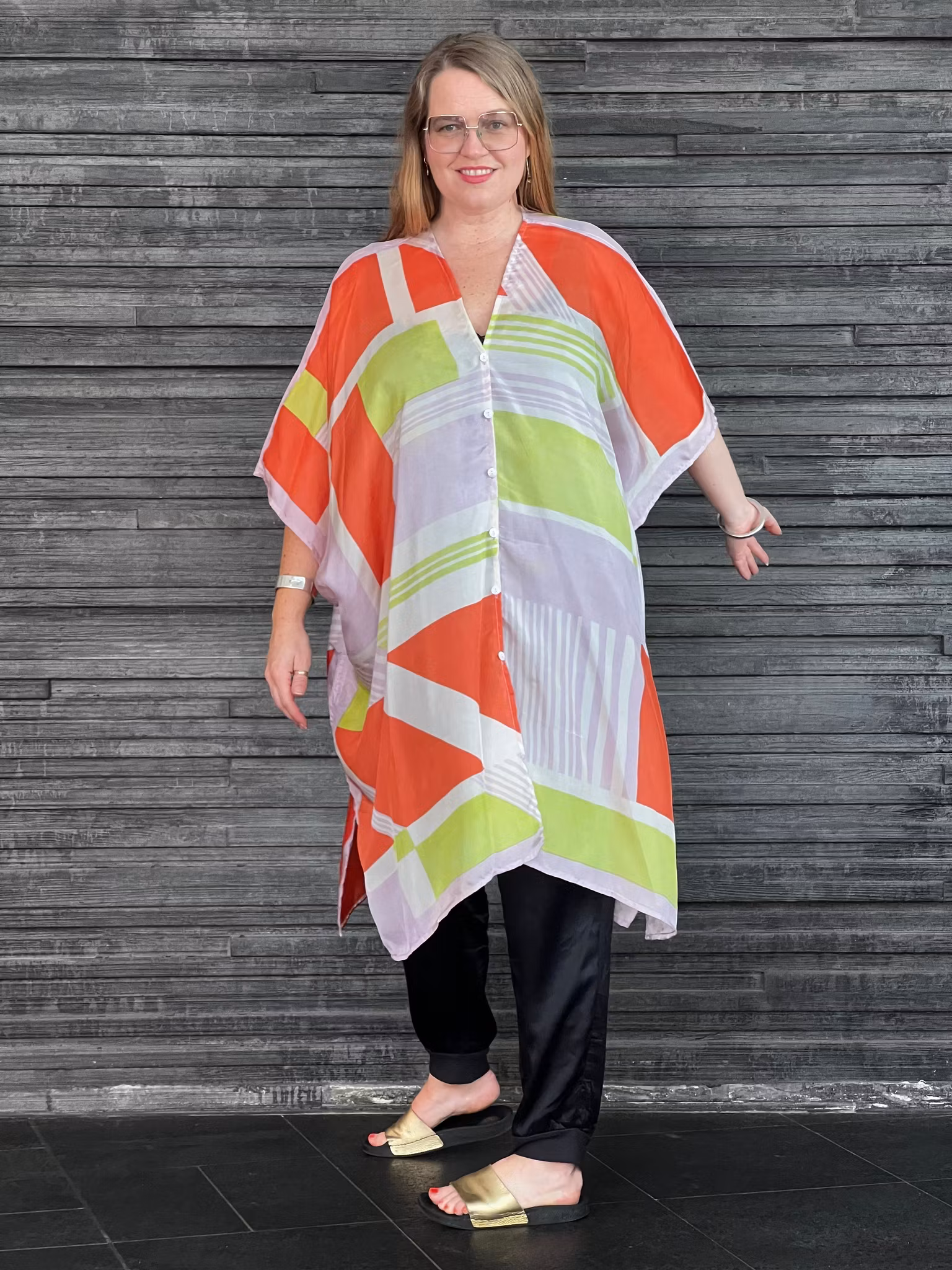 LÅNG SIDENKIMONO MED KNAPPAR #7