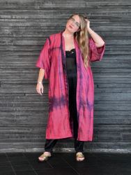 RECYKLAD SIDEN KIMONO PINK ME UP