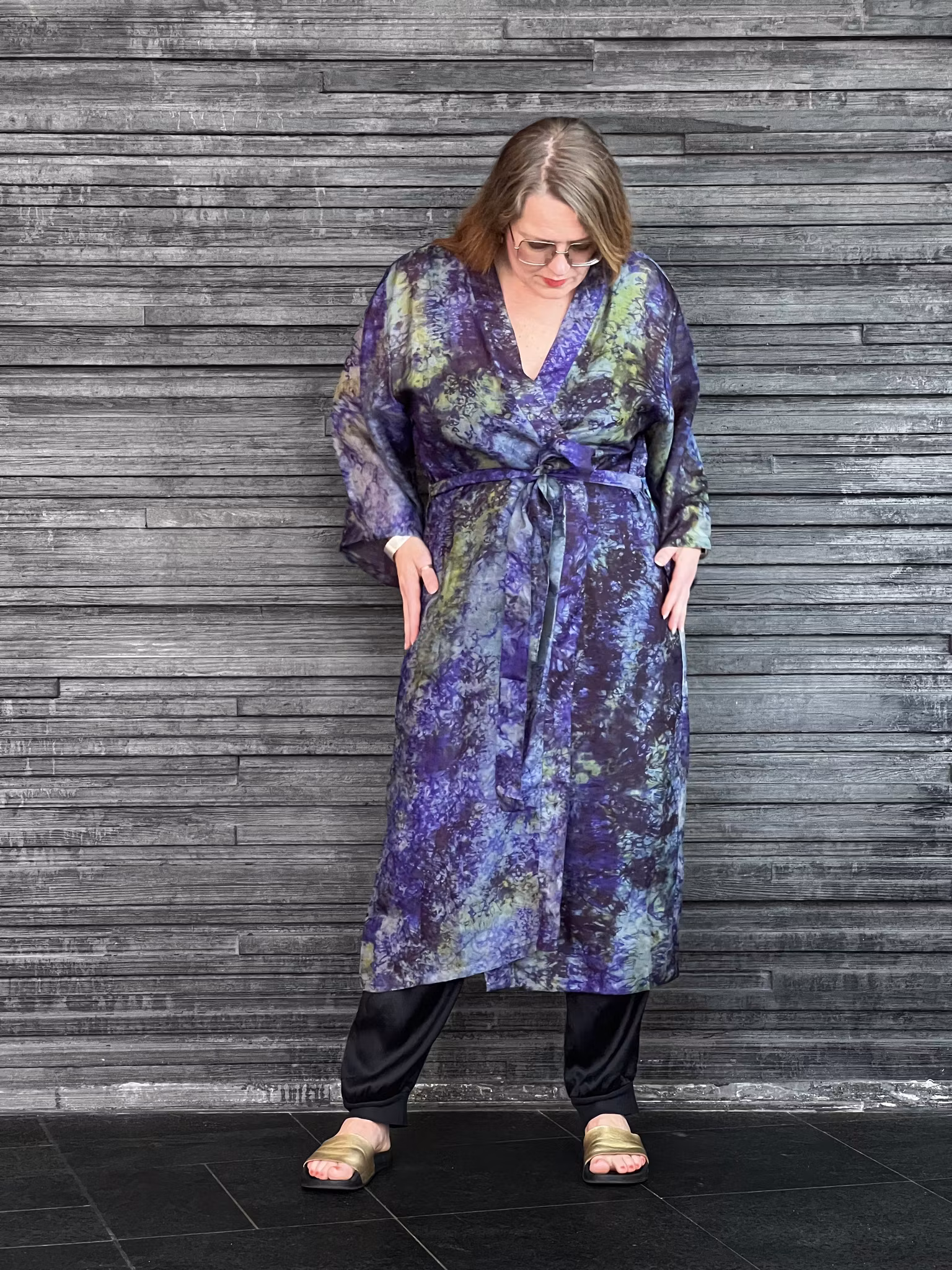 RECYKLAD SIDEN KIMONO METEOR
