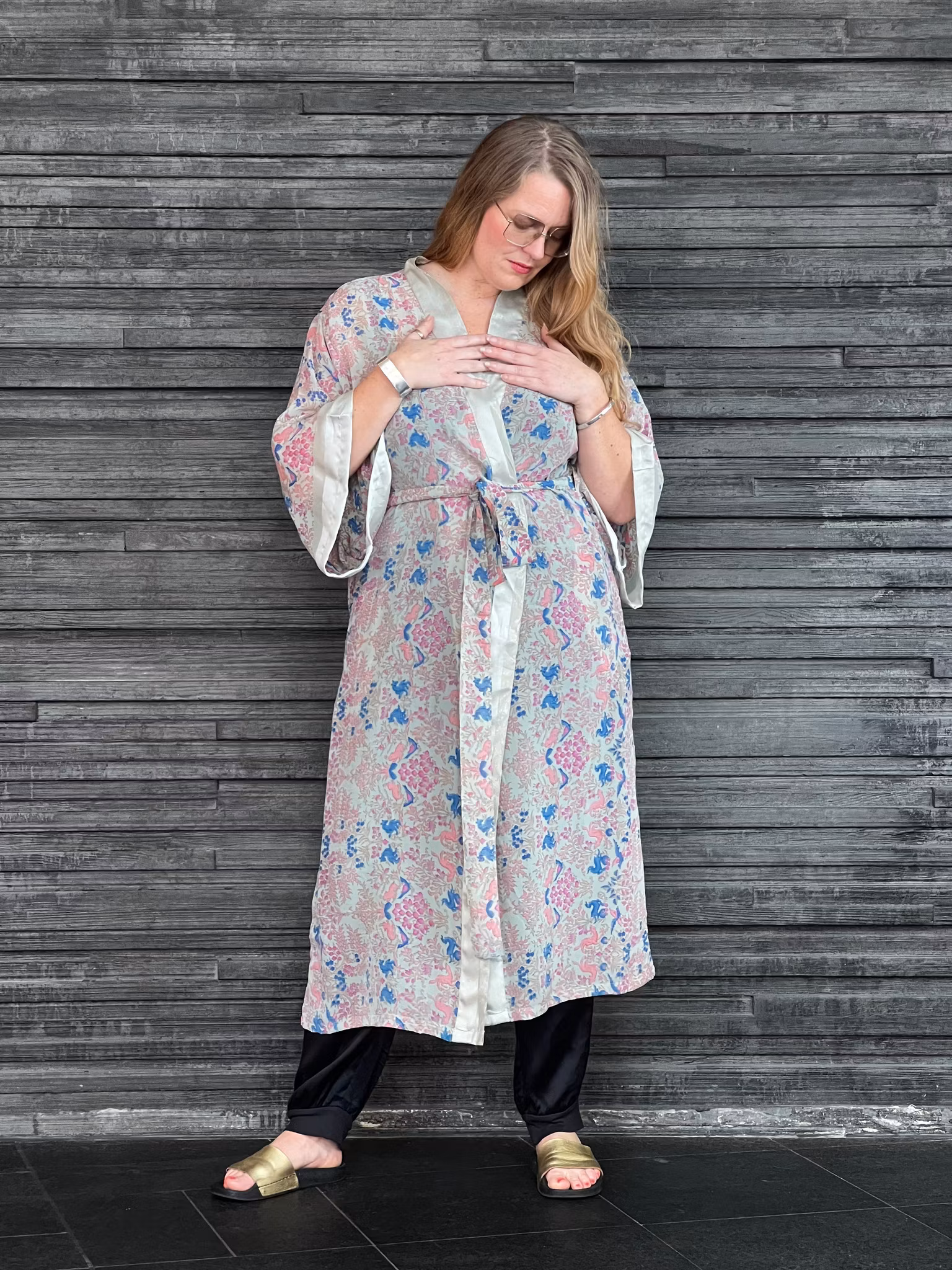 RECYKLAD SIDEN KIMONO MIDSUMMER