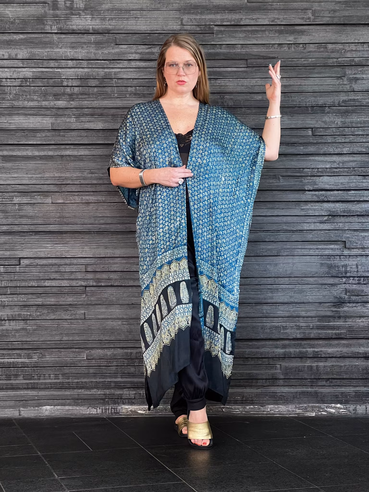 HANDTRYCKT KIMONO #1