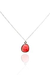 ROSA OPAL STONE PENDANT HALSBAND PÅ TUNN KEDJA 925 SILVER