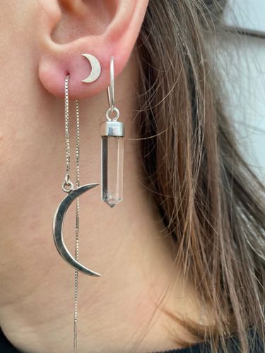 BERGSKRISTALL PÅ RING ÖRHÄNGE I 925 SILVER