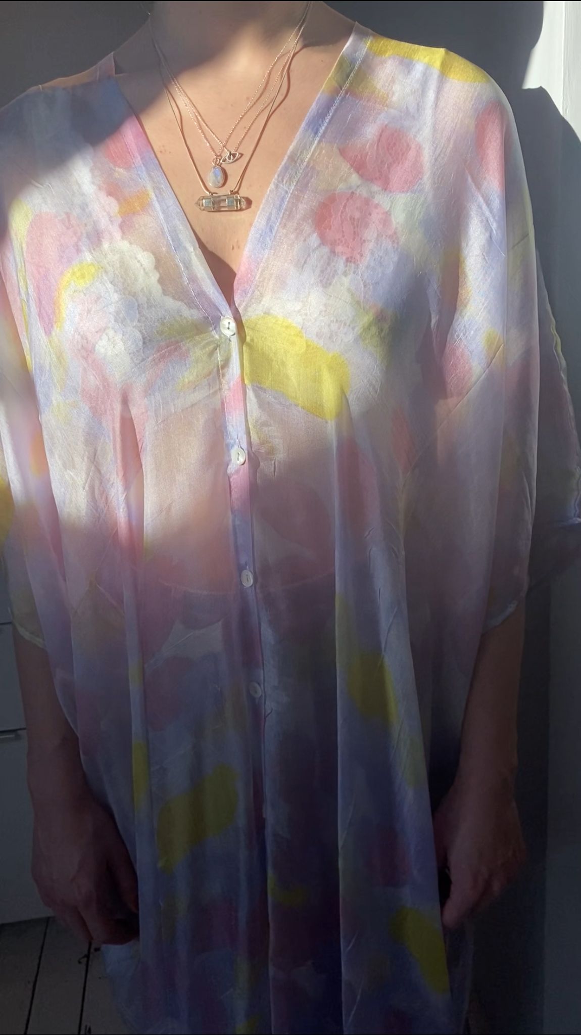LÅNG SIDENKIMONO MED KNAPPAR #6