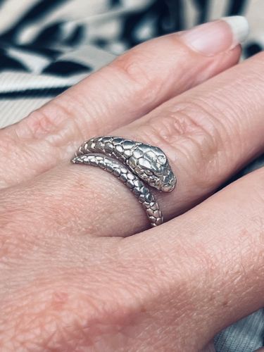 TUNN ORM RING I FÖRSILVRAD MÄSSING