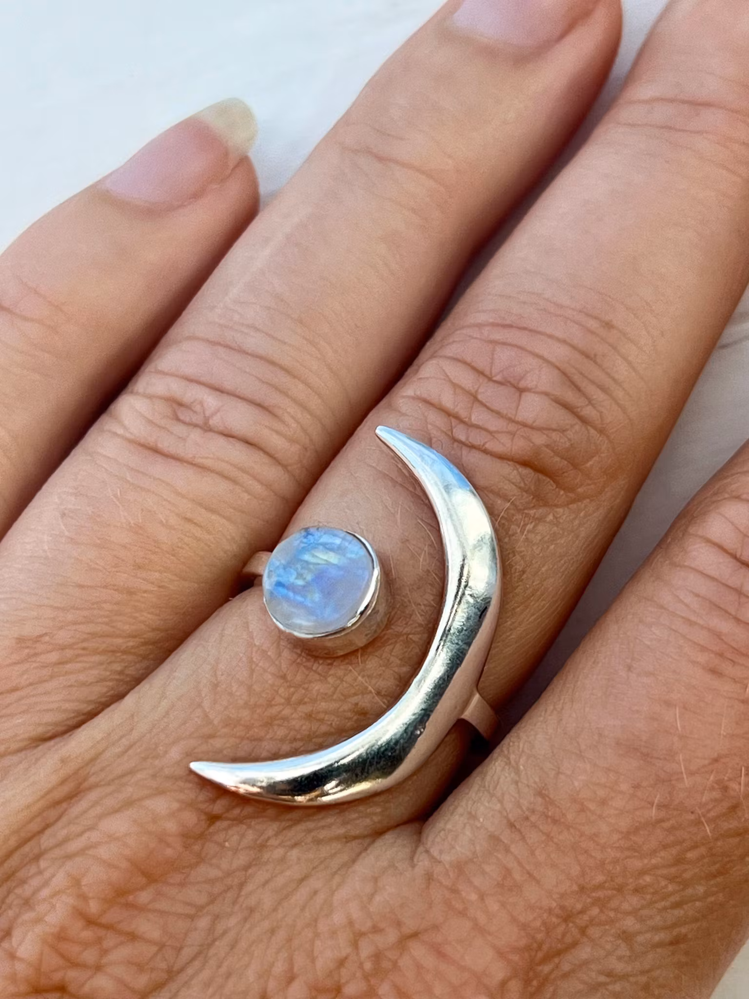 MÅNE MED MÅNSKÄRA RING 925 SILVER