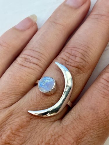MÅNE MED MÅNSKÄRA RING 925 SILVER
