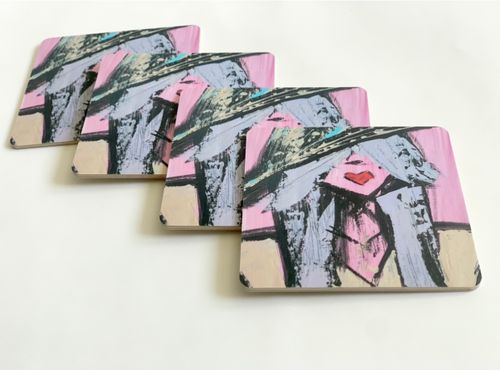 Glasunderlägg Angie - Punkdoll 9x9, 4st