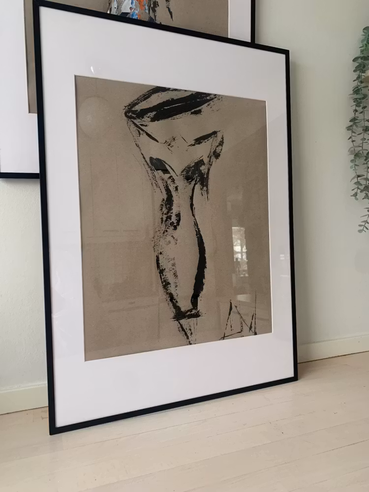 Såld! Grey Smash - Akrylmålning i Ram 50x70