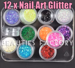 Nagelglitter set - 12st - Små Hexagon