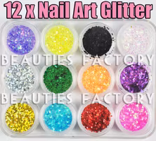 Nagelglitter set - 12st - Små Hexagon