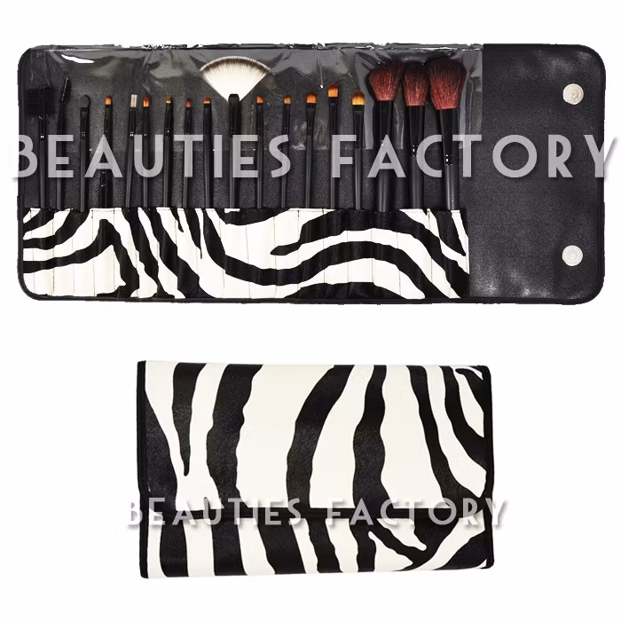 Sminkborstar set - 18pcs - Zebra Holder
