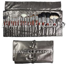 Sminkborstar Set - 18st - Grey SIlver Holder