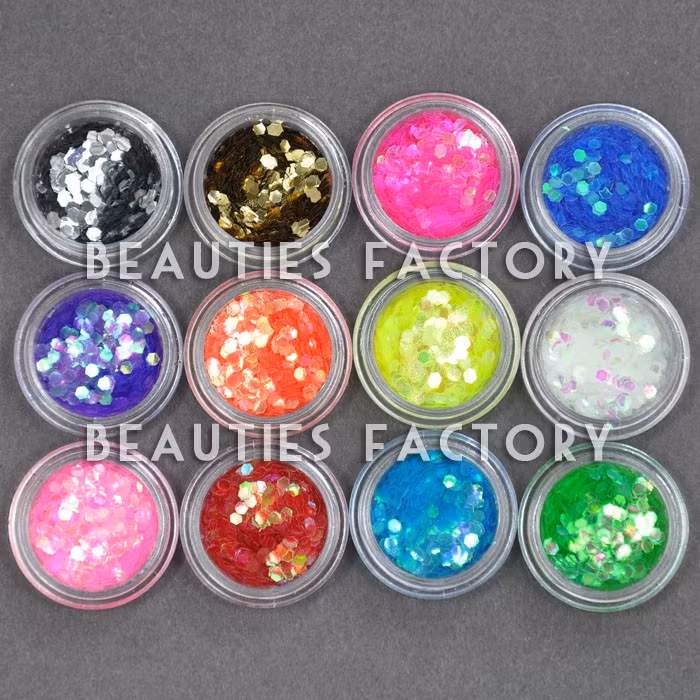Nagelglitter set - 12st - Hexagon