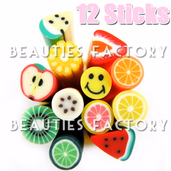 Fimo frukt stavar set - 12st
