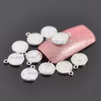 3D DIY Alloy dekorationer - 10st - 8mm "Crown-Head Silver Coin"