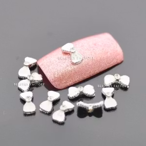 3D DIY Alloy dekorationer - 10st - 8mm "Diamond & White Bow"