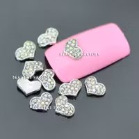 3D DIY Alloy dekorationer - 10st - 8mm "Diamond Heart"