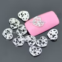 3D DIY Alloy dekorationer - 10st - 10mm "Diamond Love Heart"