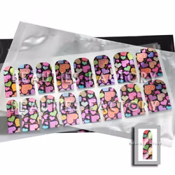 Självhäftande nagelfolie i ark - Rainbow Heart Chrome