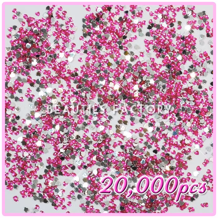 Rhinestones Hjärtan 2mm - 20000st/påse - Cherry