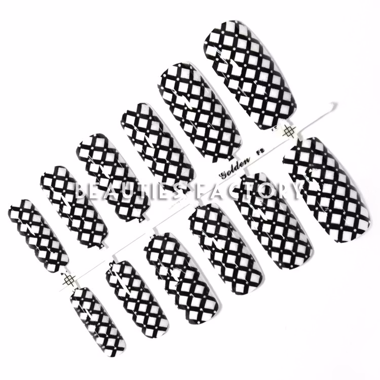 12st Design Lösnaglar - Black White Cross