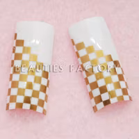 70st Airbrushed Franska Tippar - GOLD GRIDS ON WHITE