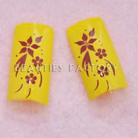 70st Airbrushed Franska Tippar - PURPLE FLOWERS ON YELLOW TIPS
