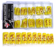 70st Airbrushed Franska Tippar - PURPLE FLOWERS ON YELLOW TIPS