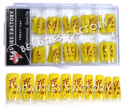 70st Airbrushed Franska Tippar - PURPLE FLOWERS ON YELLOW TIPS