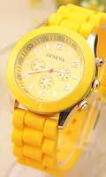 Silikon Geneva Quarts Klocka - Gul
