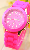 Silikon Geneva Quarts Klocka - Rosa