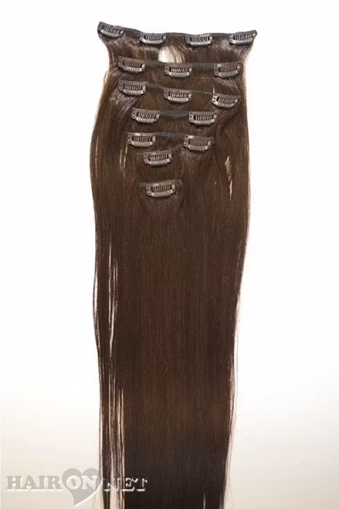 Clip On Äkta Remyhår - Chokladbrun 2 - 50 cm