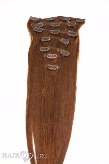 Clip On Äkta Remyhår - Brun 6 - 50 cm