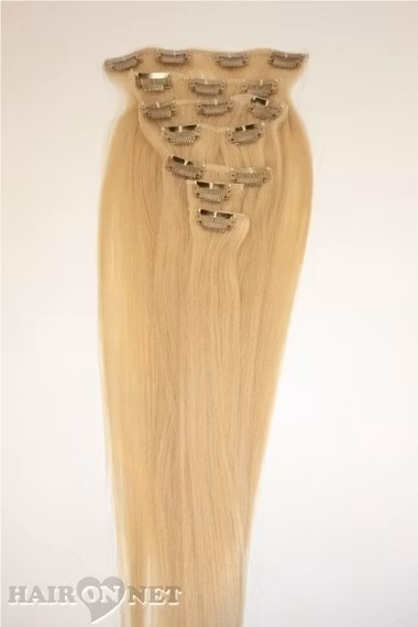 Clip On Äkta Remyhår - Ljusblond ask 60 - 50 cm