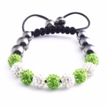 Shamballa Armband - Grön/Vit