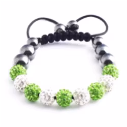 Shamballa Armband - Grön/Vit