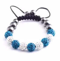 Shamballa Armband - Turkos/Vit