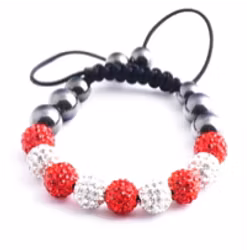 Shamballa Armband - Röd/Vit
